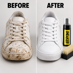 Before and after cleaning with the Sneaker Care Kit